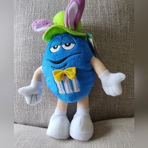 Galerie M&Ms Blue Bunny Hat. Easter. Poseable Plush Doll With Tags 9"